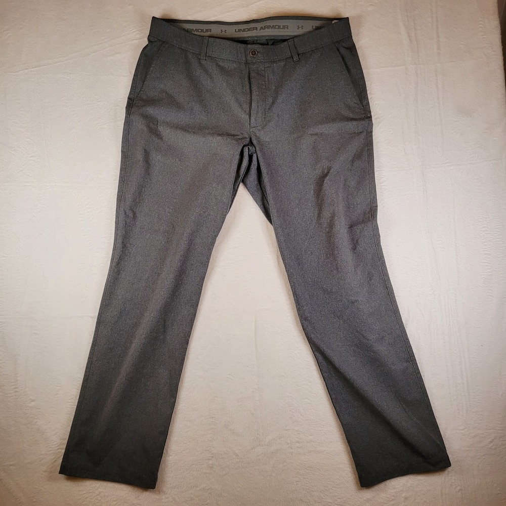 Under Armour Mens Gray Heather Golf Pants Straight Leg Flat Front 40x32